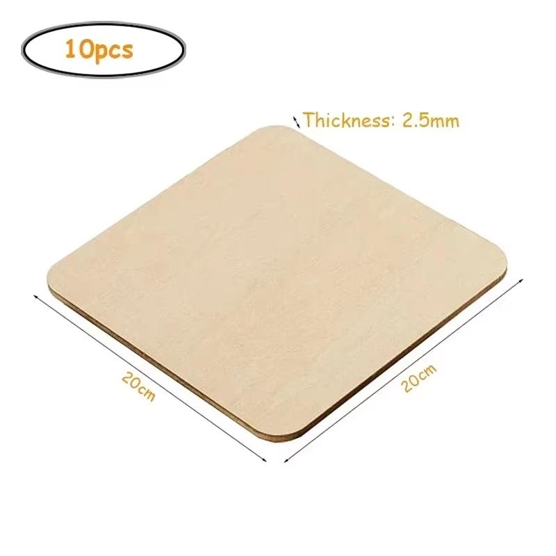 12-30cm Natural Wood Square Slice, Unfinished Wooden Squares Cutouts for DIY Craft, Engraving and Carving, Painting, Door Hanger