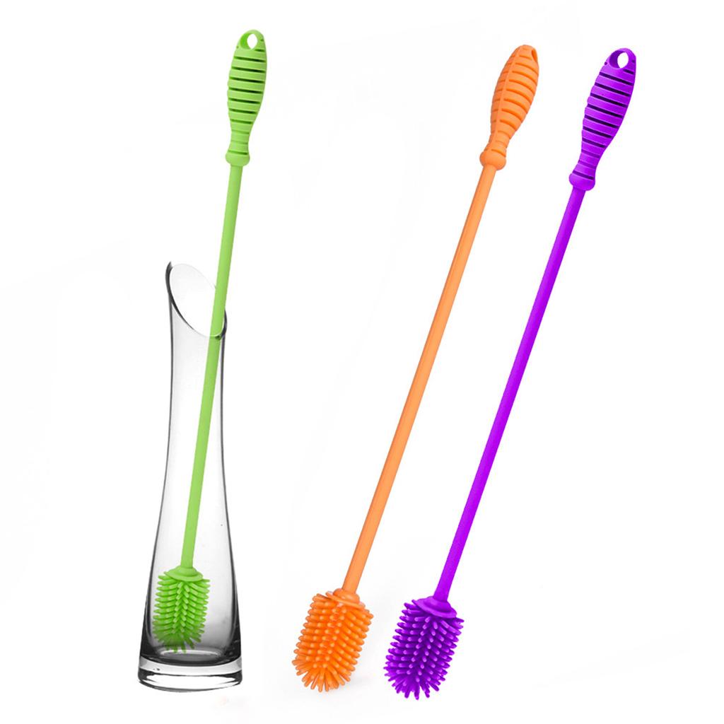 Cleaning Brush Silica Gel Lengthened Handle Easy To Grip Multifunction for Wine Milk Bottle