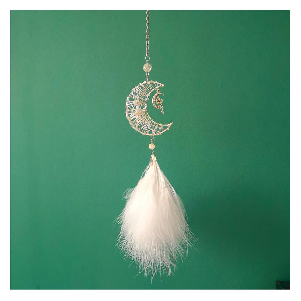 Car Hang Ornaments Stars And Moon Wind Chimes Feather Car Rearview Mirror Pendant Styling Decoration Auto Interior Accessories