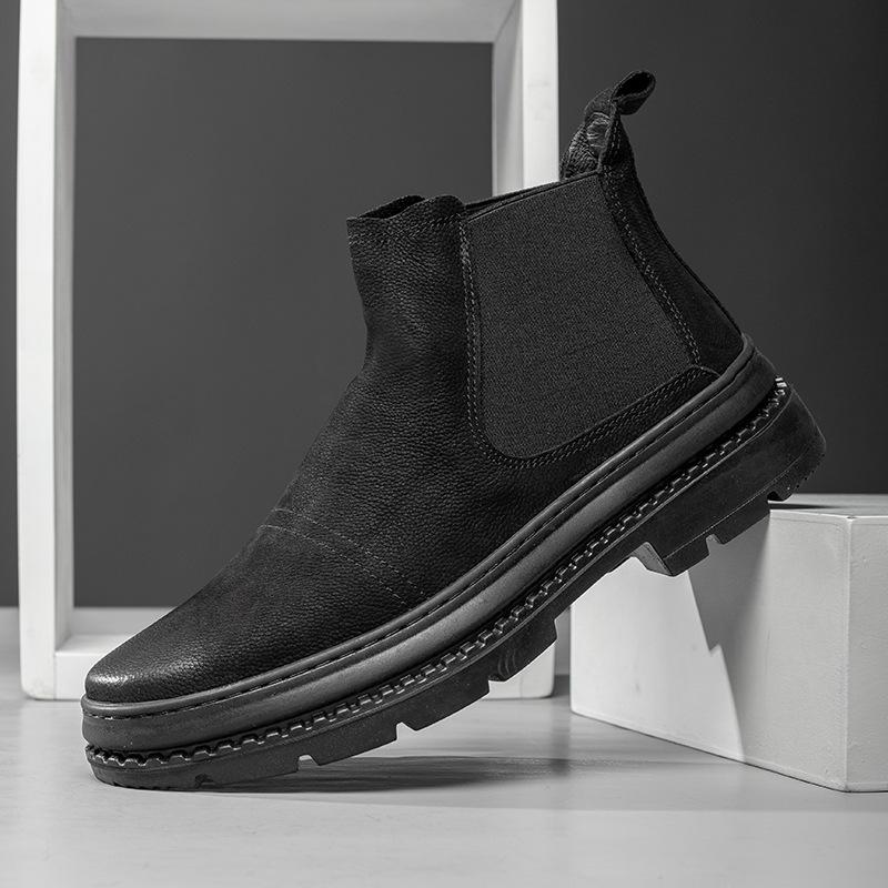 High-top men's shoes Korean version trendy casual leather shoes Gaobang Martin boots men's short boots winter cotton shoes men's