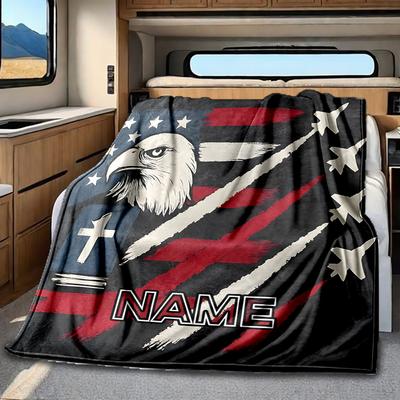 Eagle And American Flag With Military Jets Design Blanketcustomizable With Your Namecomfortable And Stylish Perfect For Travel Beds Chairs Offices