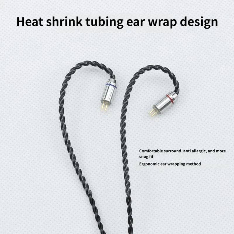 Black Monocrystalline Coppered Silver Plated Auditory Cable Noise Less Anti Interferences for Earphones Headphones
