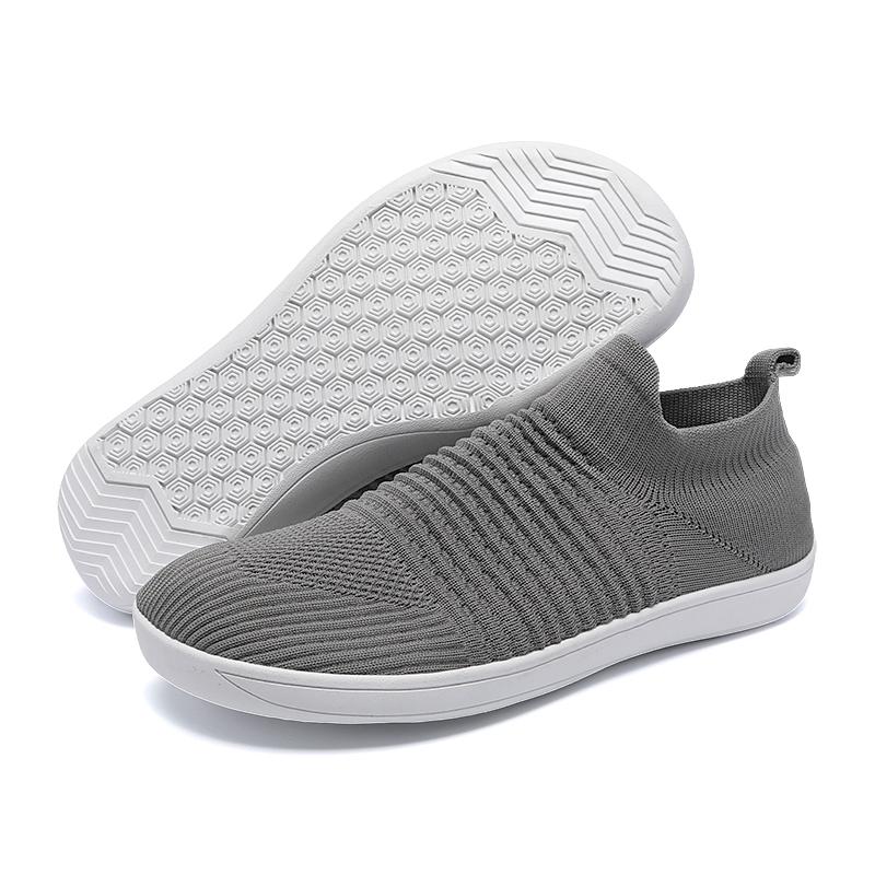 Men's Wide-head Casual Shoes Slip On Flying Woven Sneakers