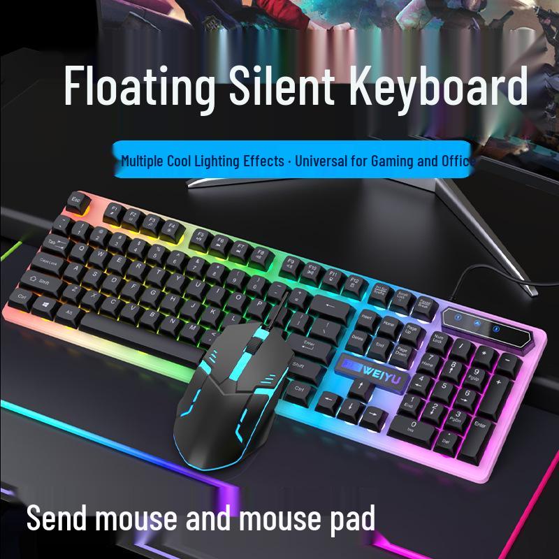 Silent Wired Gaming Keyboard & Mouse Set for Desktop, Laptop, Office