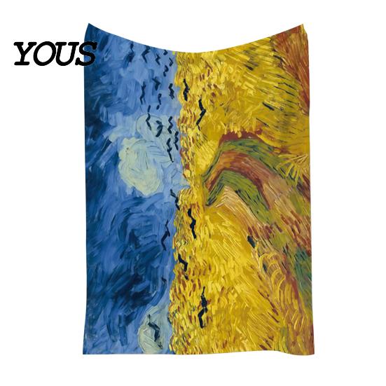 Pre-treated Blanket Oil Painting Nap Blanket, Soft Warmth Double-Sided Flannel, Digital Cozy Warm Flannel Print Shrink-Resistant Machine