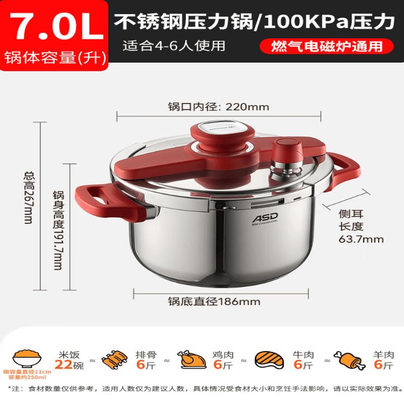 ASD 304 Stainless Steel One-Hand Pressure Cooker