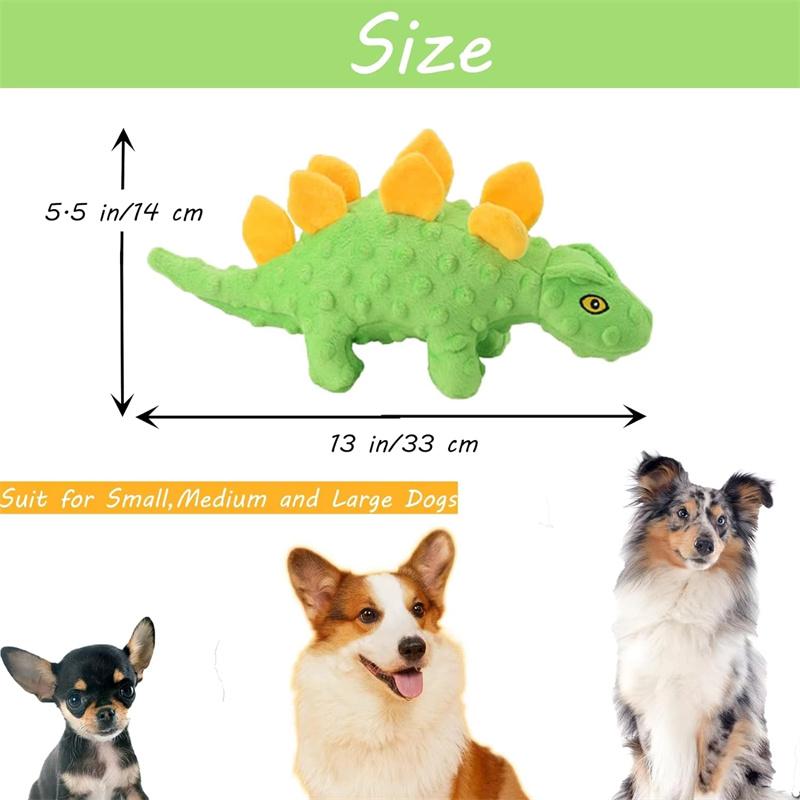 Pet Dog Squeaky Plush Dinosaur Toys Interactive Dog Indestructible Toys Plush Stuffing Pet Supplies Small Dog Chew Molar Toys