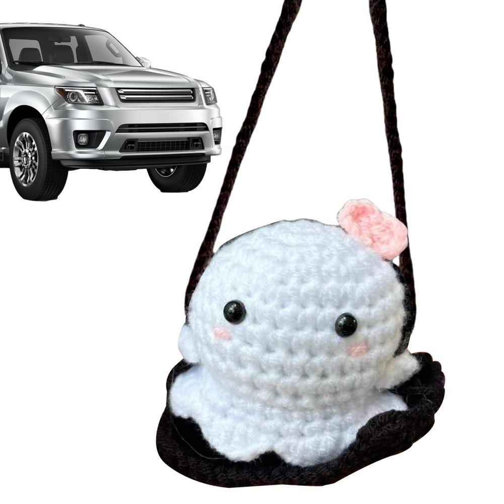Halloween Car Ornament Swinging Ghost Car Hangings Ornament Car Interior Decoration Rear View Mirrow Hangable Accessories For