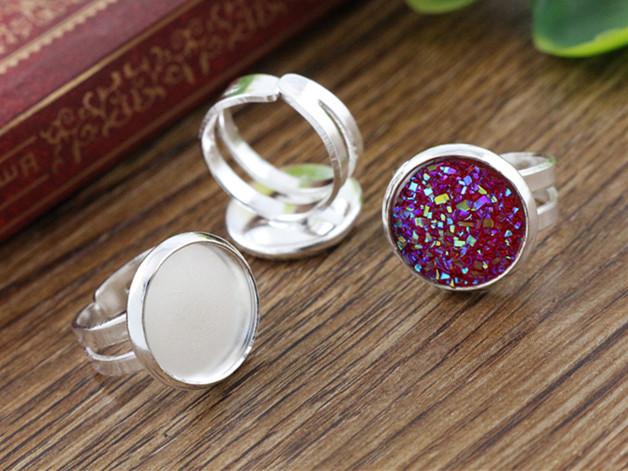 8mm 10mm 12mm 10pcs Children Silver Plated Brass Adjustable Ring Settings Blank/Base,Fit 8-12mm Glass Cabochons 8mm