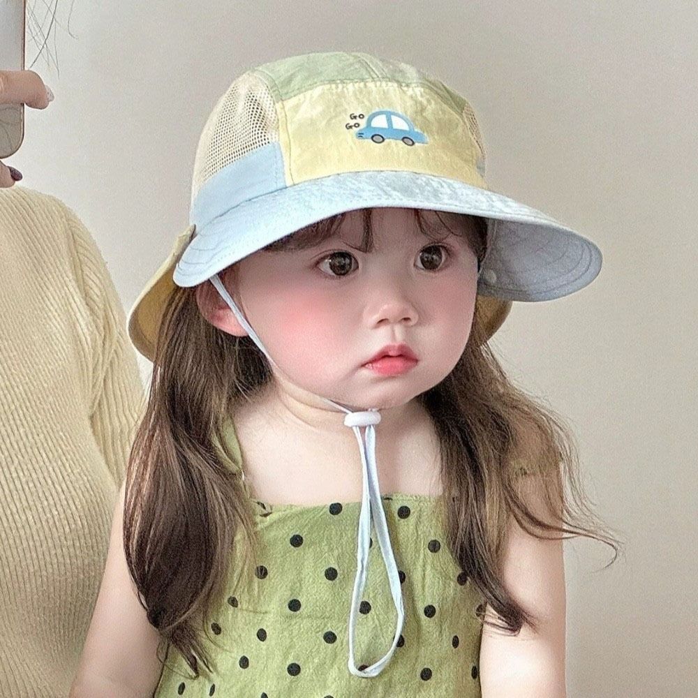 Quick-dry Cartoon Bucket Hat Car Children's Fisherman Hat Breathable Summer Kid Sun Hat Boy