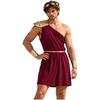 Men One Shoulder Greek Costume Toga Jumpsuit with Tiered Epaulet Elastic Waist Detachable Belt Cuffs Leaf Wreath for Stage Performance Cosplay