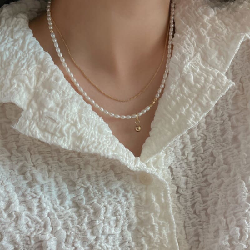 BettyU 14k Gold Filled Porcelain Freshwater Pearl Necklace