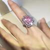High Carbon Diamond High Tech Diamond Colored Ice Flower Cut Open Ring Girl Celebrity Jewelry