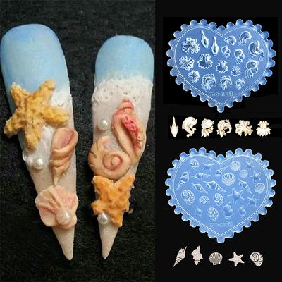1 stuks Oceaan Thema Schelp Goudvis Zeester Kers Aardbei 3D Acryl Nagelmal Mal Nageldecoraties DIY Siliconen Manicure Mal