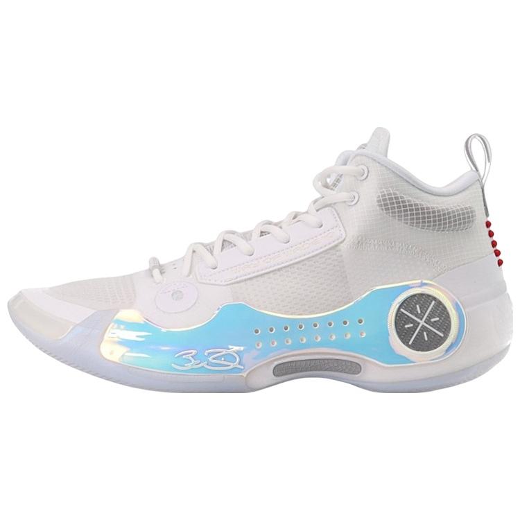 New LiNing Way Of Wade 10 Cushioning Anti Slip And Wear Resistant Coverage Support Mid Top Basketball Shoes Standard White ABAS075-2
