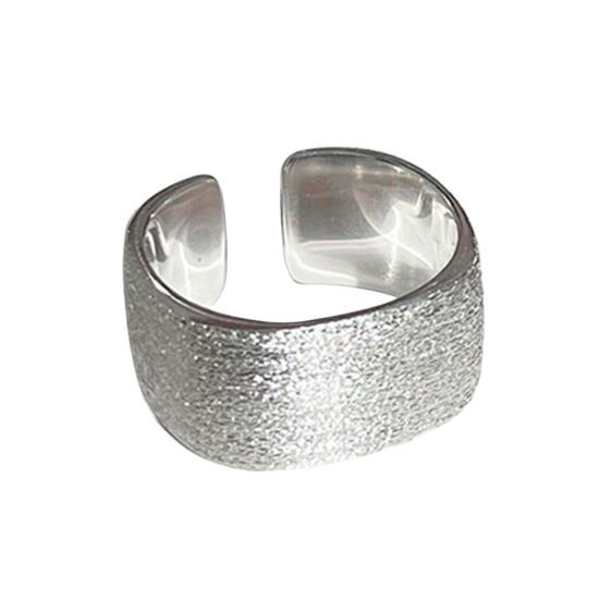Simple Silver Band Ring Adjustable Open Ring Minimalist Handmade Wide Band Ring Couple Jewelry for Men Women