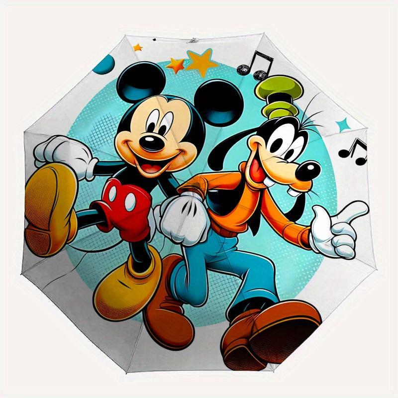 Mickey Mouse, Goofy Automatic Opening and Closing Umbrella - 8 Ribs Portable Folding Umbrella with Plastic Handle, Suitable for Leisure and