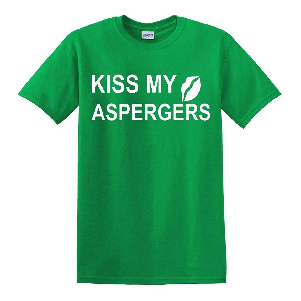 KISS MY ASPERGERS T-SHIRT Xmas Birthday Lips Autism Autistic Awareness Top Tee 3 S