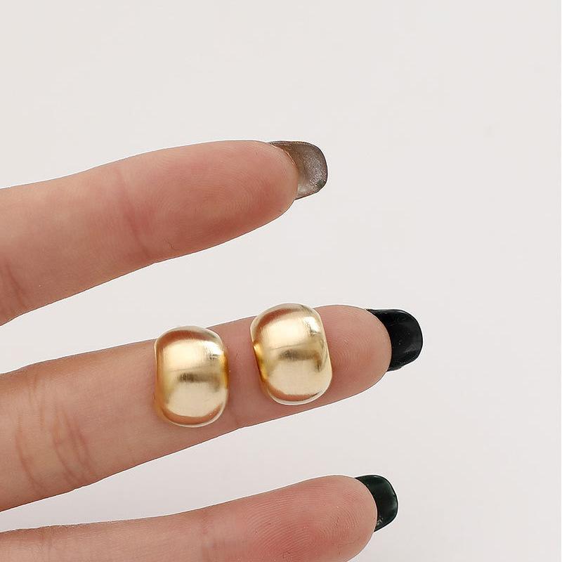 New Fashion Gold Color Metal Matte Brushed Earrings for Women Exquisite Minimalist Frosted Round Ear Buckle Jewelry Accessories