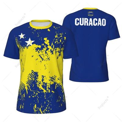CURACAO Vlag 3D Print Sport Sneldrogend Ademend Heren T-shirt Buiten Voetbalshirt Casual Korte Mouw Ouder-kind Kleding Top