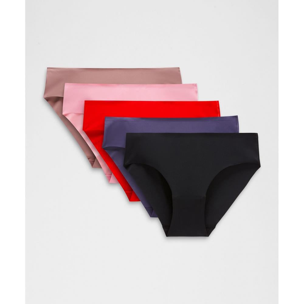 

Lululemon Invisiwear Mid Rise Bikini Underwear 5 Pack Black Hot Heat Pink Tide Nightfall Twilight Rose XXL