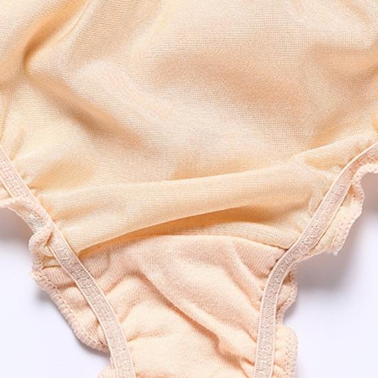 Satin-Tanga für Damen Sexy Niedrige Taille Niedliche Rüschenbesatz Höschen Glatter Seidiger G-String T-Rücken Unterwäsche