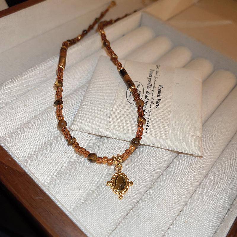 Luxurious Agate & Pearl Crystal Necklace - Ethnic Style Clavicle Chain