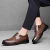 British Style Men's Genuine Leather Shoes Retro Brown Men's Business Work Shoes High-end Banquet Groom Wedding Dress Shoes