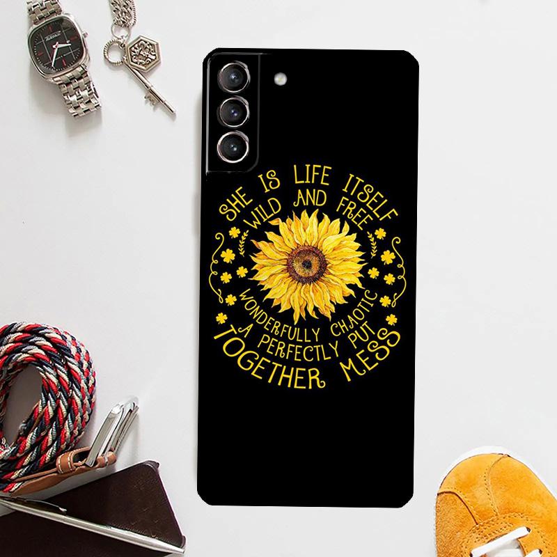 Beauty Yellow Sunflower Case For Samsung Galaxy S25 Ultra S20 S21 S22 S23 Plus S24 Ultra S9 S10 S25 FE Cover Coque