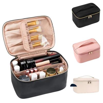 Large Capacity Women Cosmetic Bag, Portable Travel Handheld Toiletry Organizer For Makeup Skincare