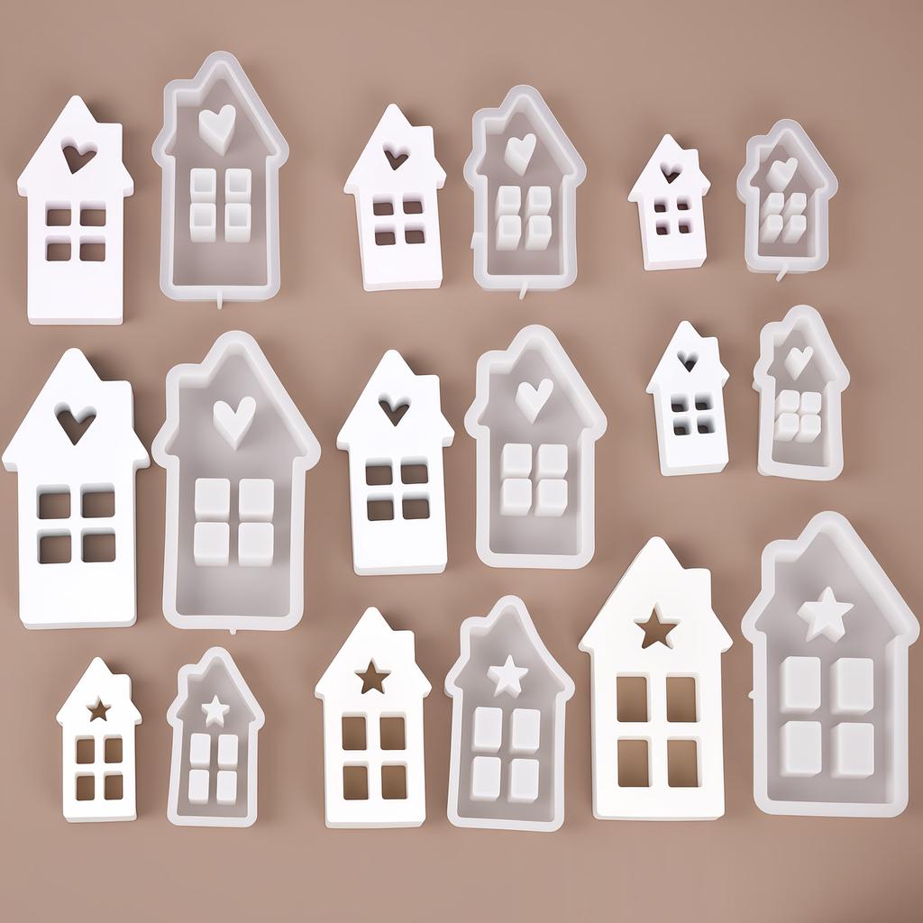 Star Heart House Silicone Molds Light Heart Houses Concrete Moulds Casting Molds Home Decoration Resin Candle Casting Mould