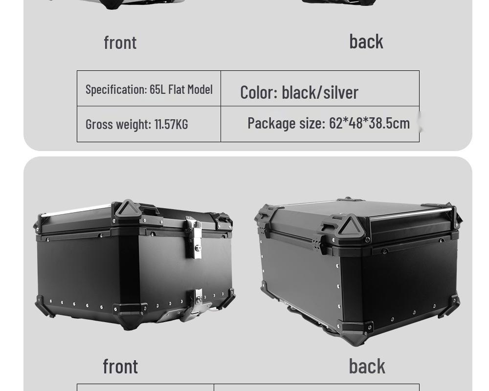Quick Release Aluminum Motorcycle Tail Box - Available In 28L To 100L Capacities