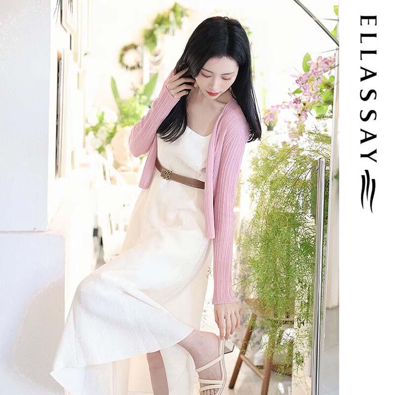 ELLASSAY Elegant A-line Midi Dress with Waist Tie