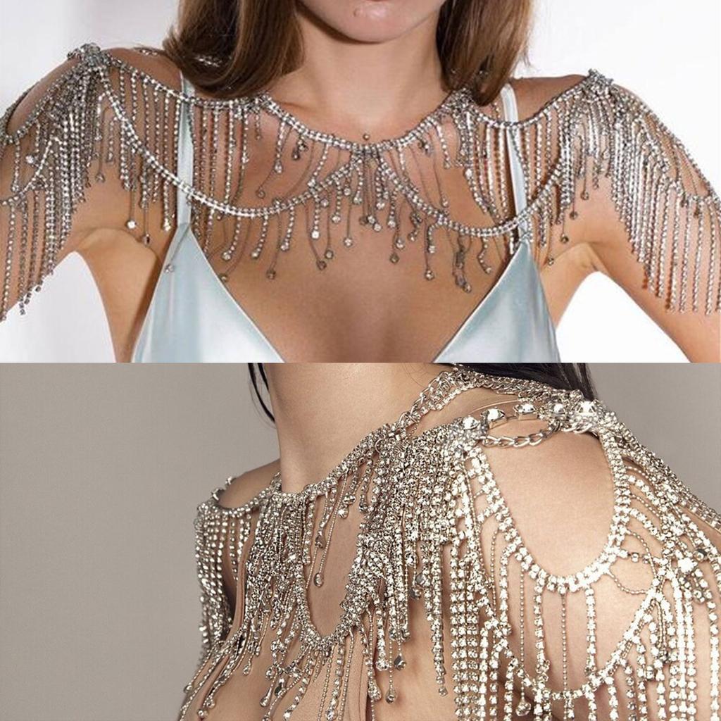Stylish Layered Rhinestones Body Chain Premium Alloy Construction Versatile Styling for Concerts and Event