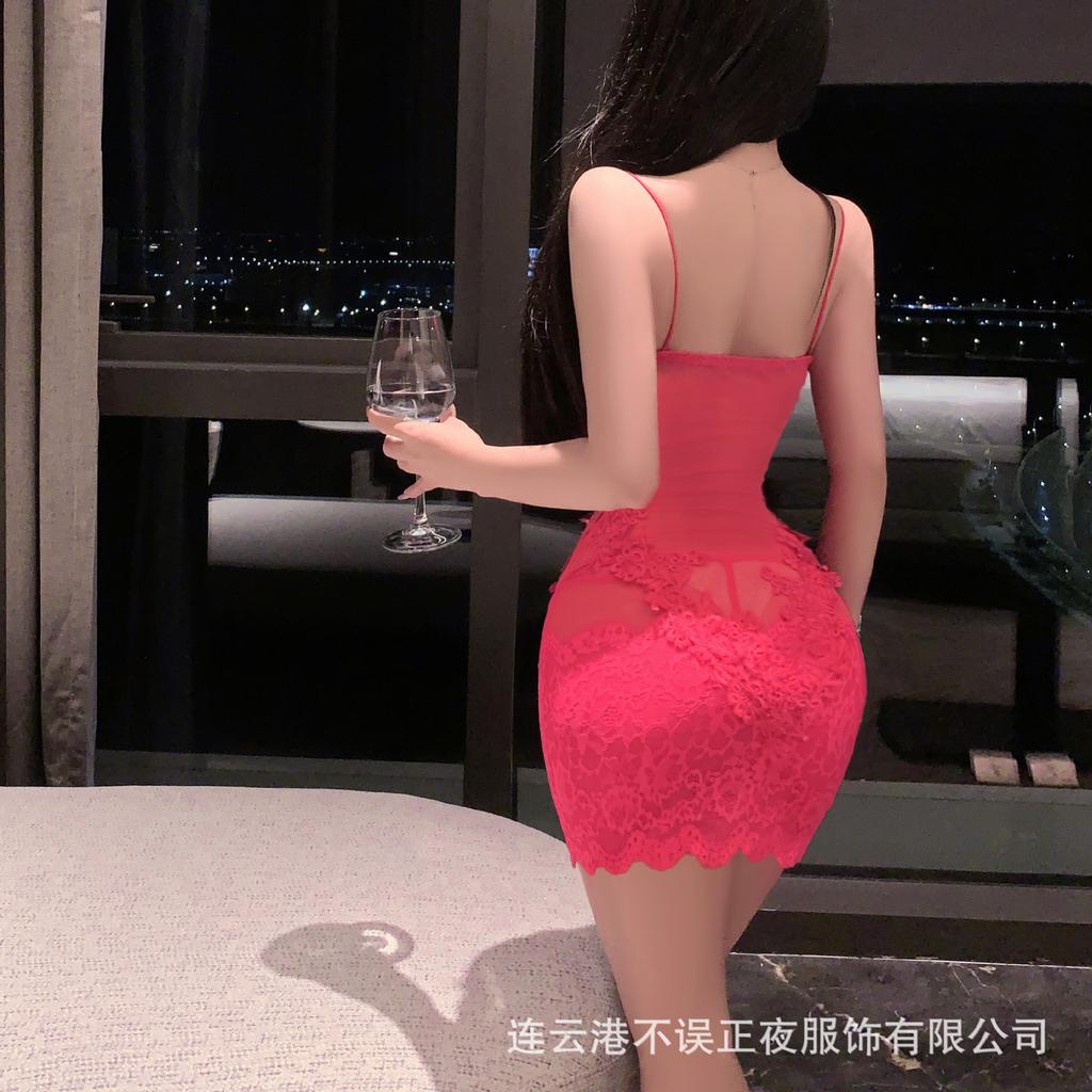 Sex underwear sexy lace perspective hip skirt pure desire to flirt qqny small chest pajama suit women