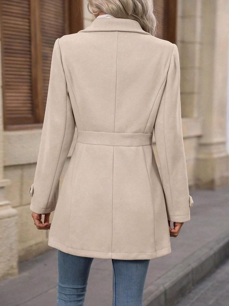 Abrigo de Lana Elegante de Longitud Media con Solapa y Diseño Entallado Cross2025 Otoño/Invierno