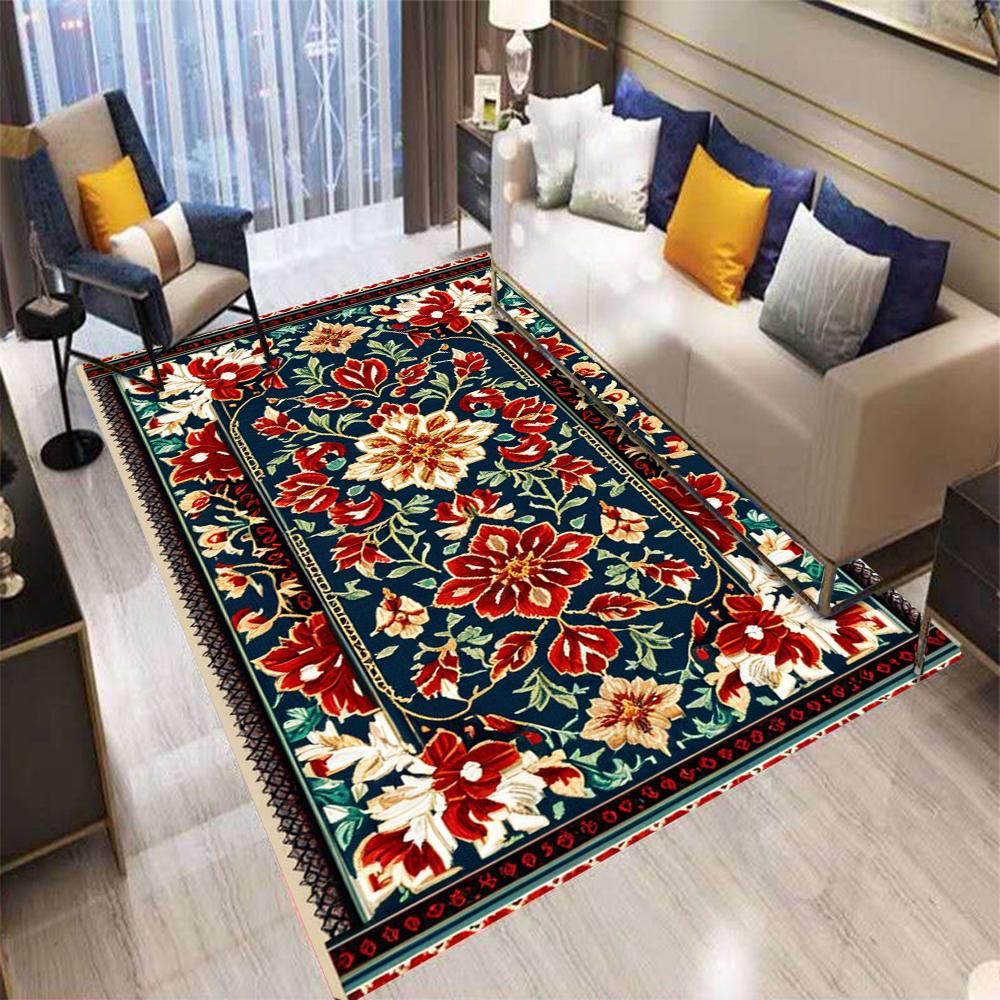  Retro Bohemian Style Flowers Carpet Living Room Sofa Bedroom Kitchen Entrance Door Mat Non-Slip Luxury Home Decor Rug