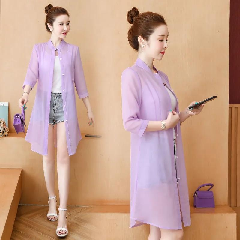 Women's Sun Clothing Lightweight Long UV Protection Jacket Summer Sunscreen Large Size Thin Jacket Female Chiffon Cardigan Coat 5XL