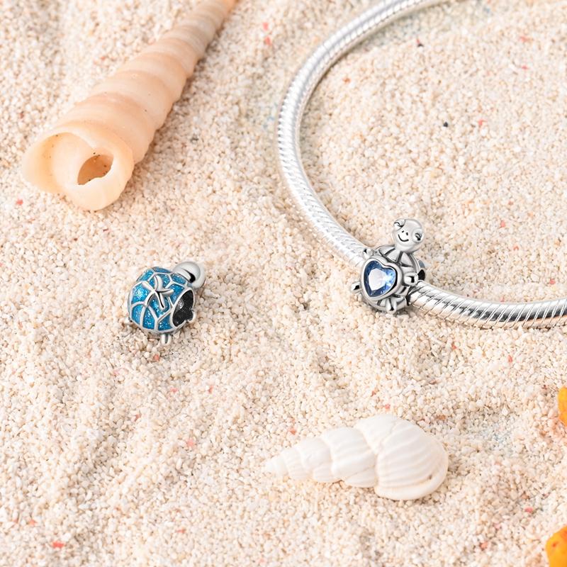 New Summer Charms Beads Pendant Copper Turtle Shell Ocean Fruit Summer Blue Charms For Bracelet Women Jewelry Gift