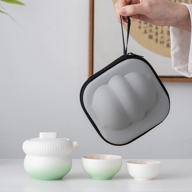 Travel tea set Kuaike cup portable high-end outdoor travel tea cup one pot two cups ceramic tea pot