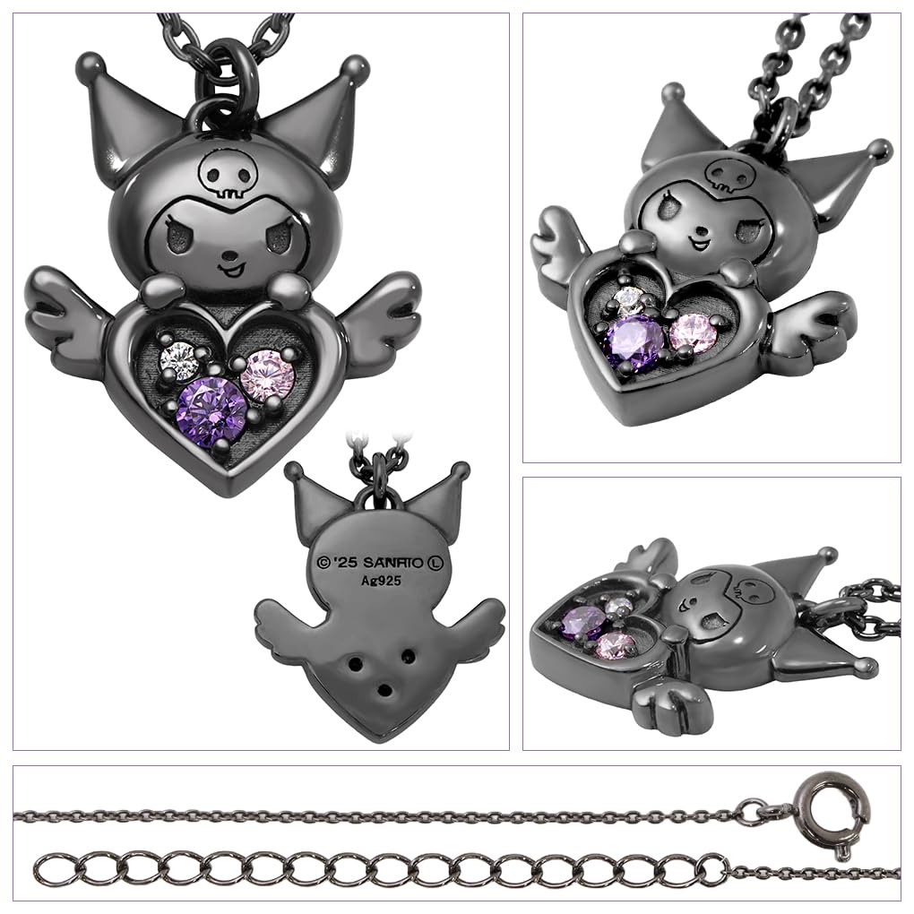 Gin No Sanrio Limited Edition Kuromi Heart Black Necklace Pendant Silver 925 Kuromi Merchandise for Women [Shinjuku Kura]