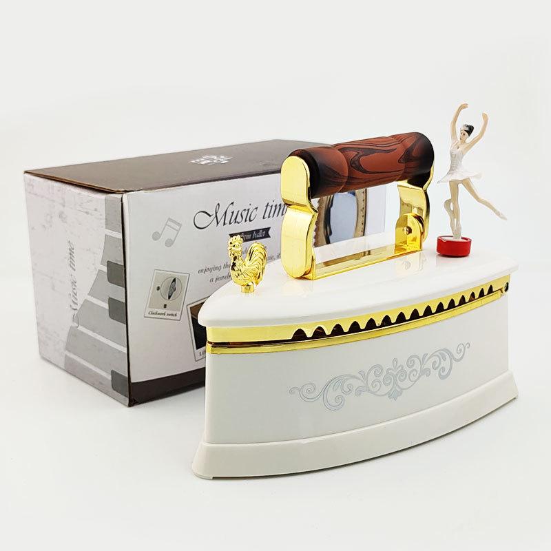 Retro Iron Music Box with Rotating Dancing Girl - Personalized Nostalgic Birthday Gift