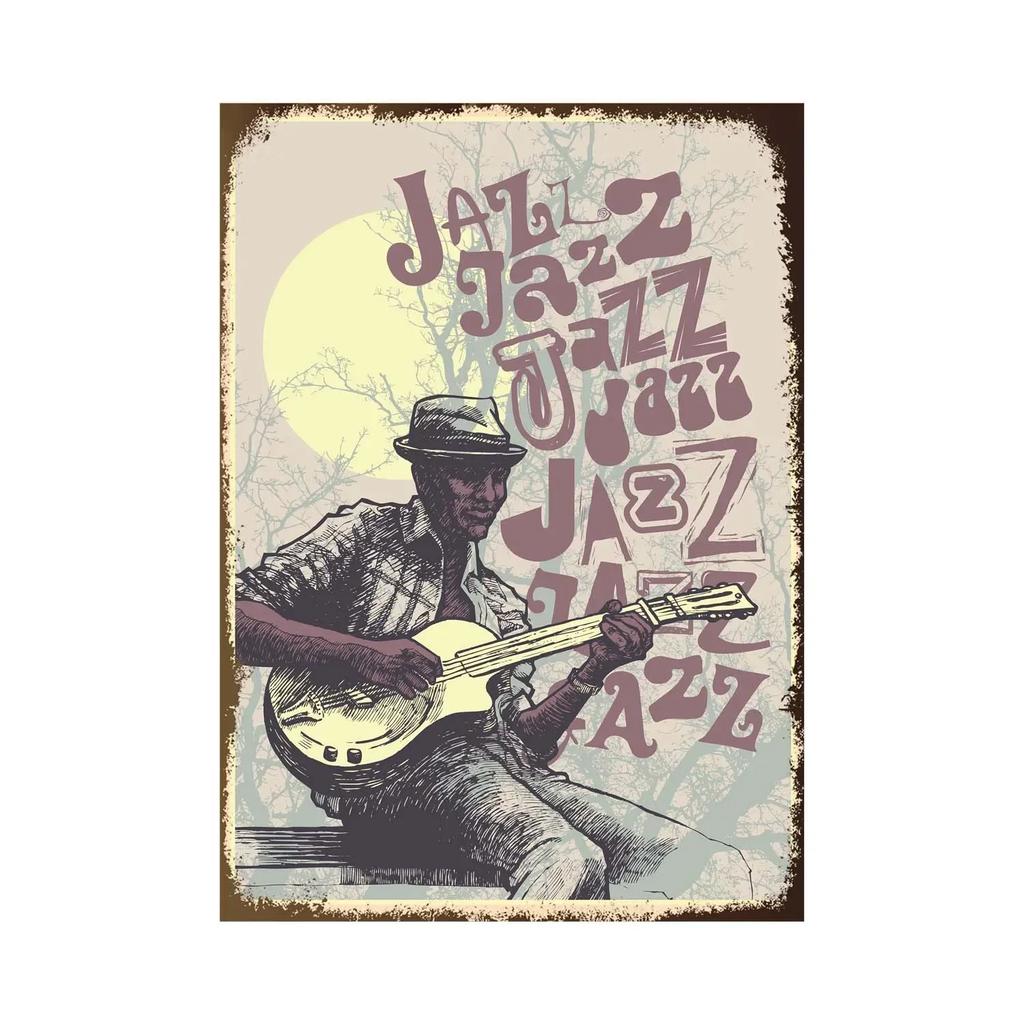 pc Vintage Rock Music Metal Poster Tin Signs Retro Guitar Rock Party Metal Plates Wall Art for Bar Pub Home Wall Art Decor