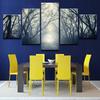 5 Piece Wall Art Canvas Paintes Forest Trail Morning Mist Landscape Paintings Trees Poster  For Home Living Room Decoration No Frame