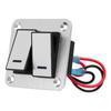 2 Gang Rocker Switch Panel Blue LED 12V 24V Waterproof Aluminum Alloy Brushed Process ON OFF Switch 