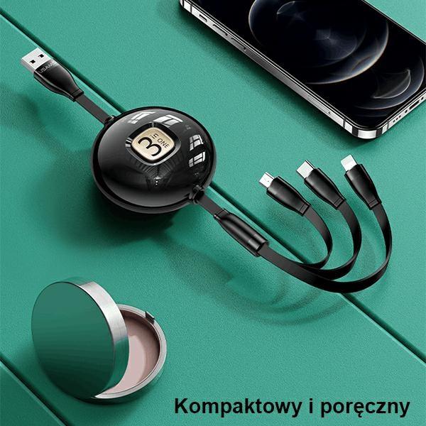 Usams Kabel U69 3W1 1M Zielony/Green(Lightning/Microusb/Usb-C) Sj508Usb03 (Us-Sj508)