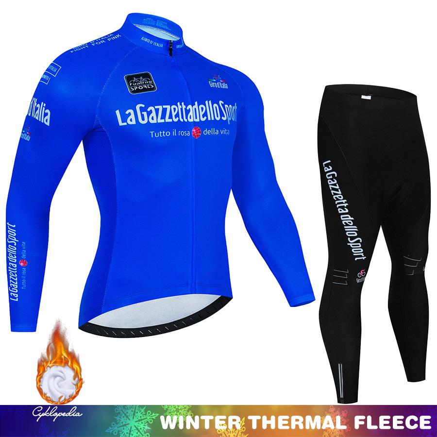2026 Winter Fleece Cycling Suit Set Tour De France Winter Mountain Bike Long Sleeve Cycling Suit Strap Set Spring and Autumn Fleece Winter Suit