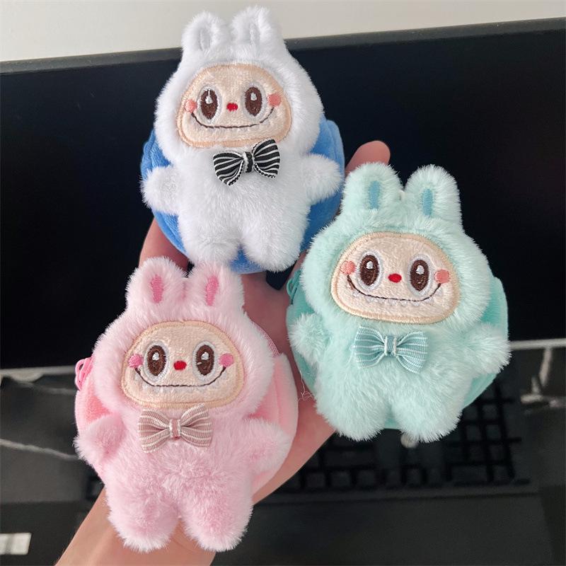 Labubu Coin Purse: Portable Mini Earphone Bag with Cute Round Design, Attachable Carry-on Feature