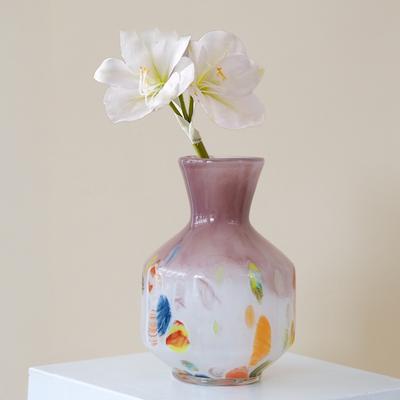 Rosa Glasvase Unregelmäßige Graffiti-Farbverlauf-Blumenvase Hydroponik-Terrarium Blumenvase Heimdeko Zubehör