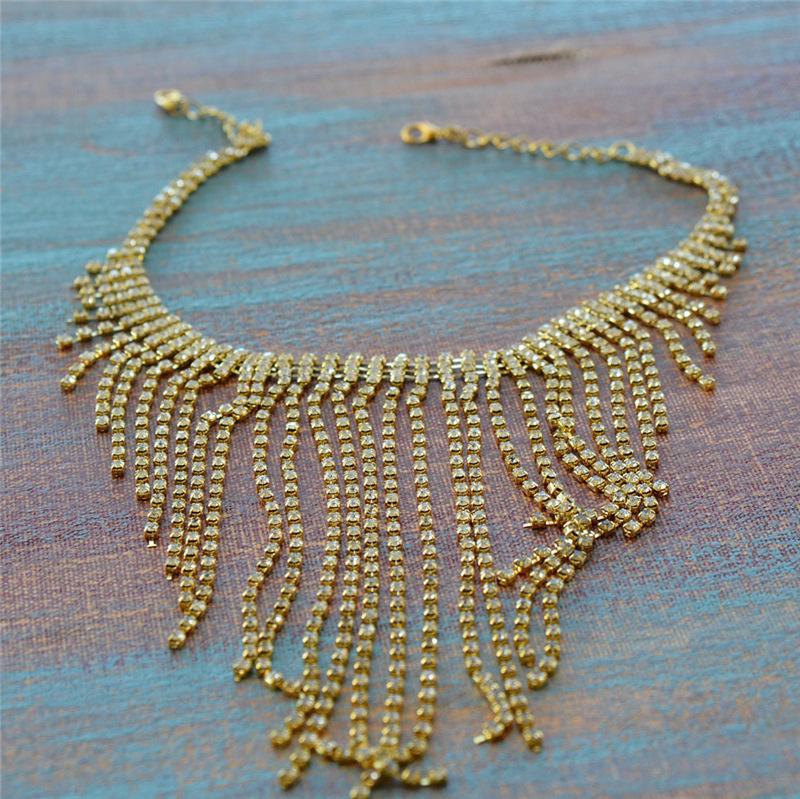 

European And American Fashion Fringed Full Diamond Back Chain, Sexy Luxury Dress Rhinestone Body Chain, Exquisite And Shiny Rhinestone Back Chain